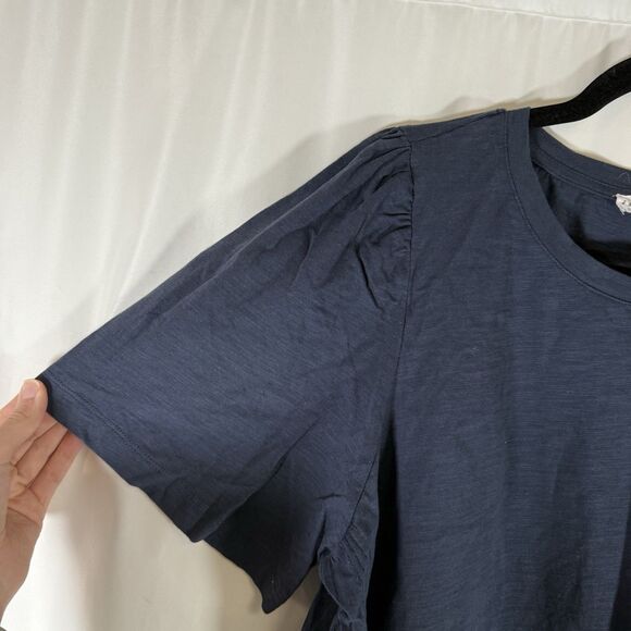 Jane Delancey Blouse Women's 1X Navy Blue Short Sleeve Textured Back Round Neck - Picture 6 of 11